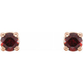 14K Rose 2.5 mm Natural Mozambique Garnet Earrings